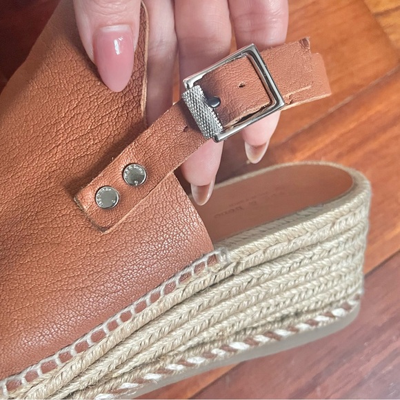Rag & Bone Sayre Espadrille Wedge Sandals Leather Brown 6.5  37 Quiet Luxury - Picture 7 of 11